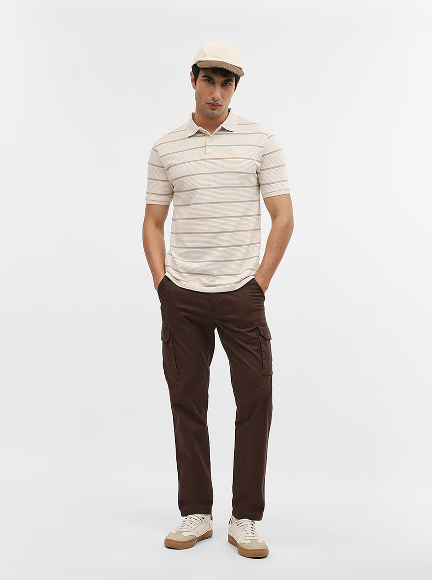 Fawn Jacquard Slim Fit Polo T-Shirt | Greenfibre