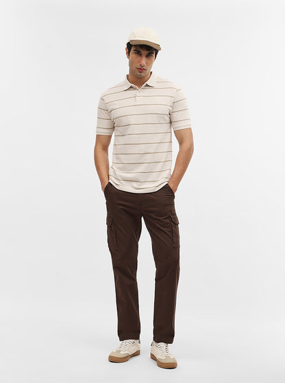 Fawn Jacquard Slim Fit Polo T-Shirt | Greenfibre