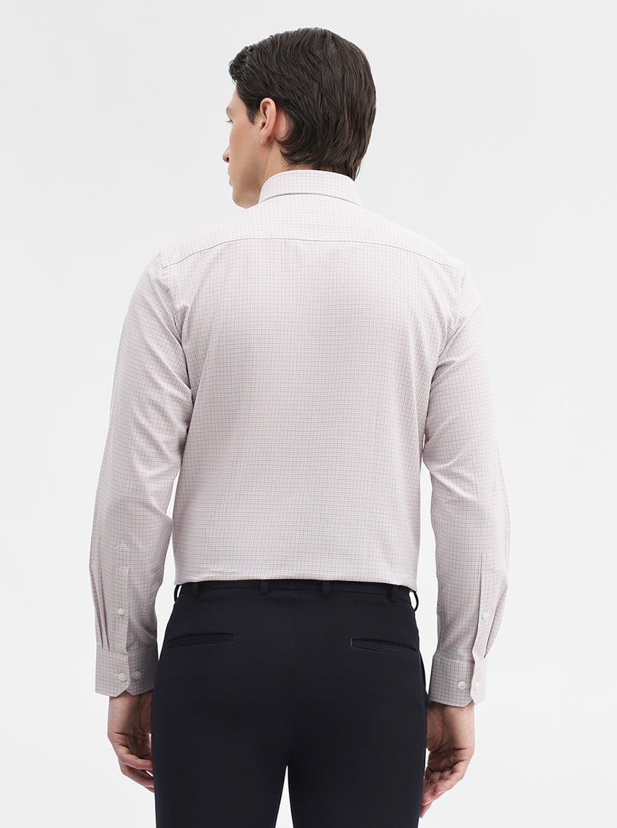 Orange & Grey Checked Regular Fit Formal Shirt | JadeBlue