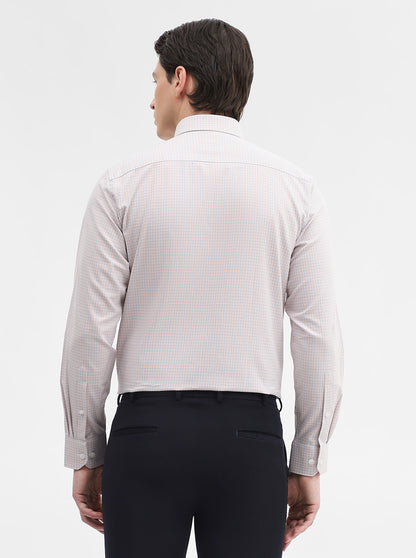 Orange & Grey Checked Regular Fit Formal Shirt | JadeBlue