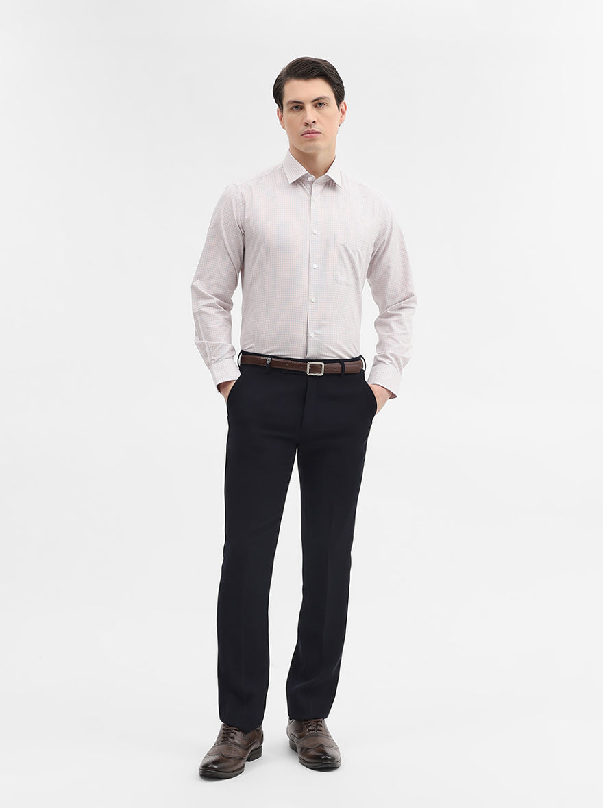 Orange & Grey Checked Regular Fit Formal Shirt | JadeBlue