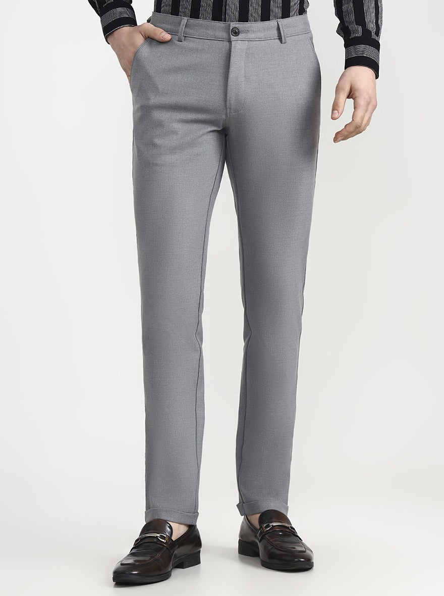 Grey Solid Slim Fit Club Wear Trouser | Wyre