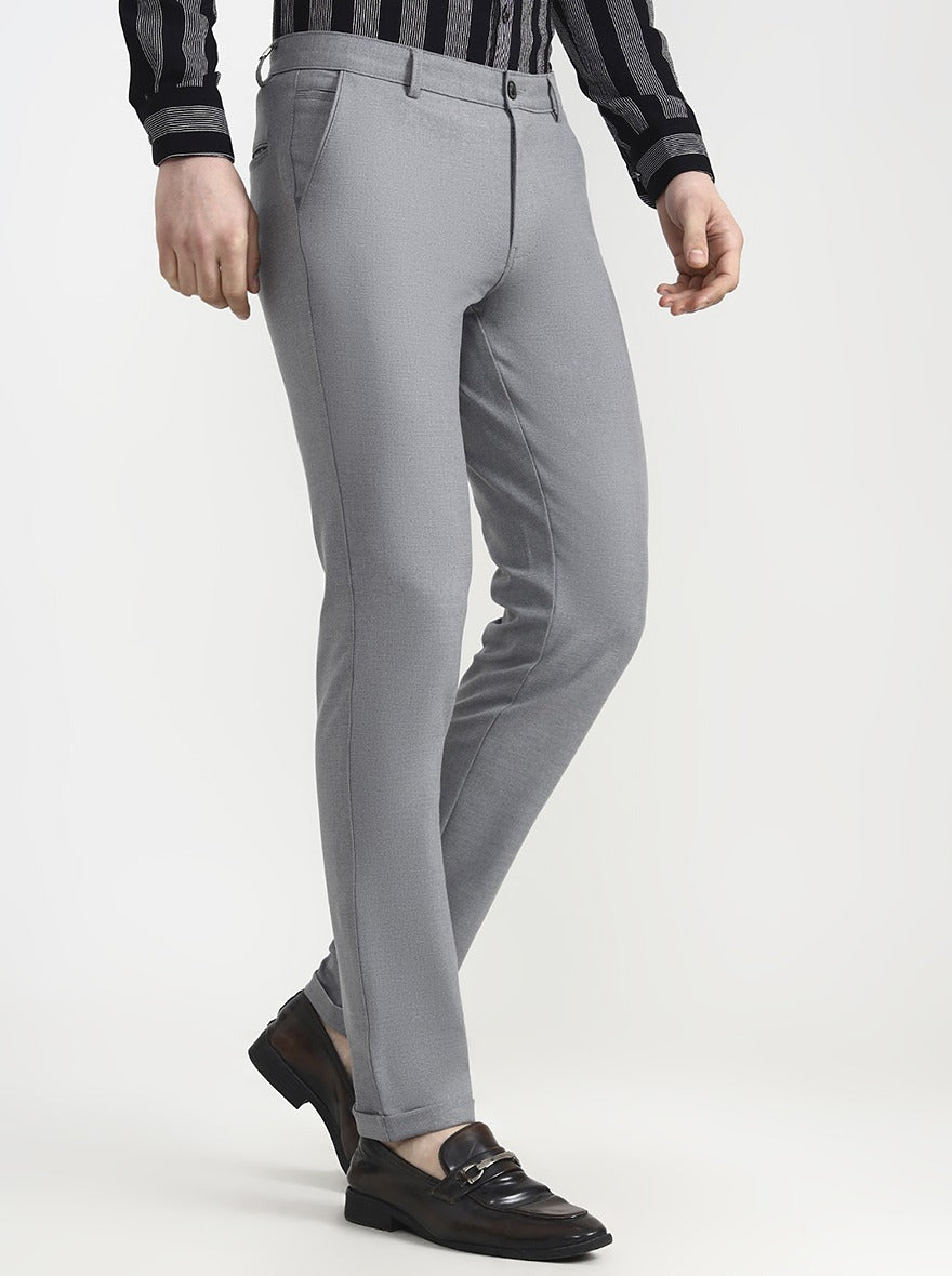 Grey Solid Slim Fit Club Wear Trouser | Wyre