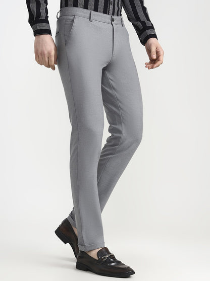 Grey Solid Slim Fit Club Wear Trouser | Wyre
