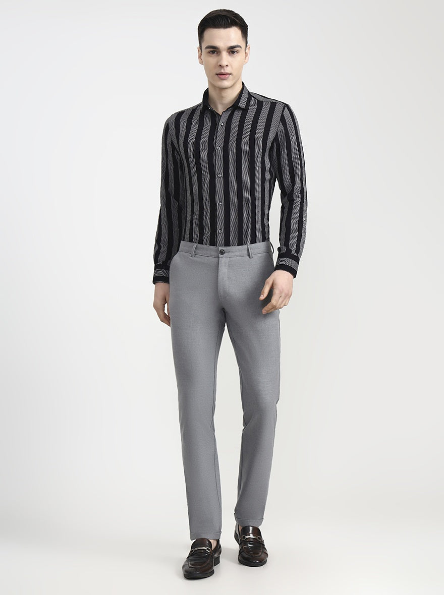 Grey Solid Slim Fit Club Wear Trouser | Wyre