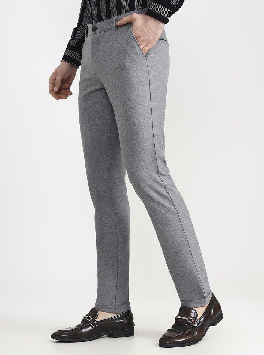 Grey Solid Slim Fit Club Wear Trouser | Wyre