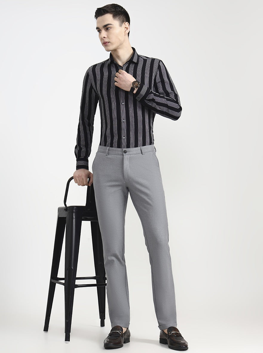 Grey Solid Slim Fit Club Wear Trouser | Wyre