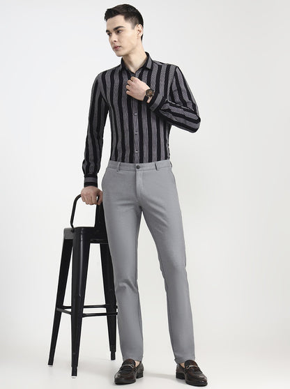 Grey Solid Slim Fit Club Wear Trouser | Wyre