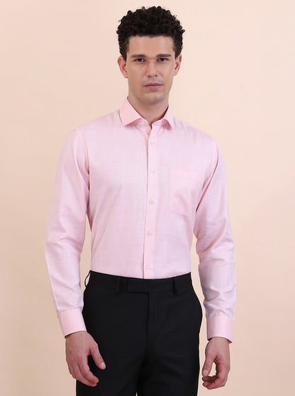 Peach Solid Slim Fit Formal Shirt | Greenfibre