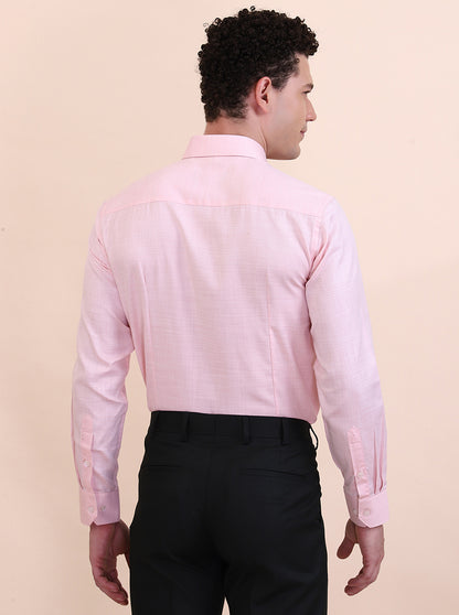 Peach Solid Slim Fit Formal Shirt | Greenfibre