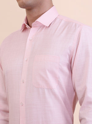 Peach Solid Slim Fit Formal Shirt | Greenfibre