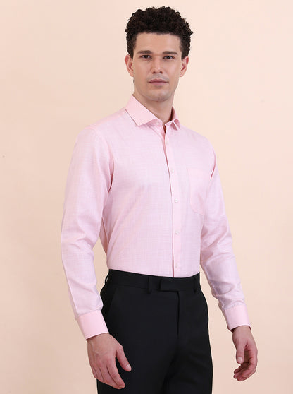 Peach Solid Slim Fit Formal Shirt | Greenfibre