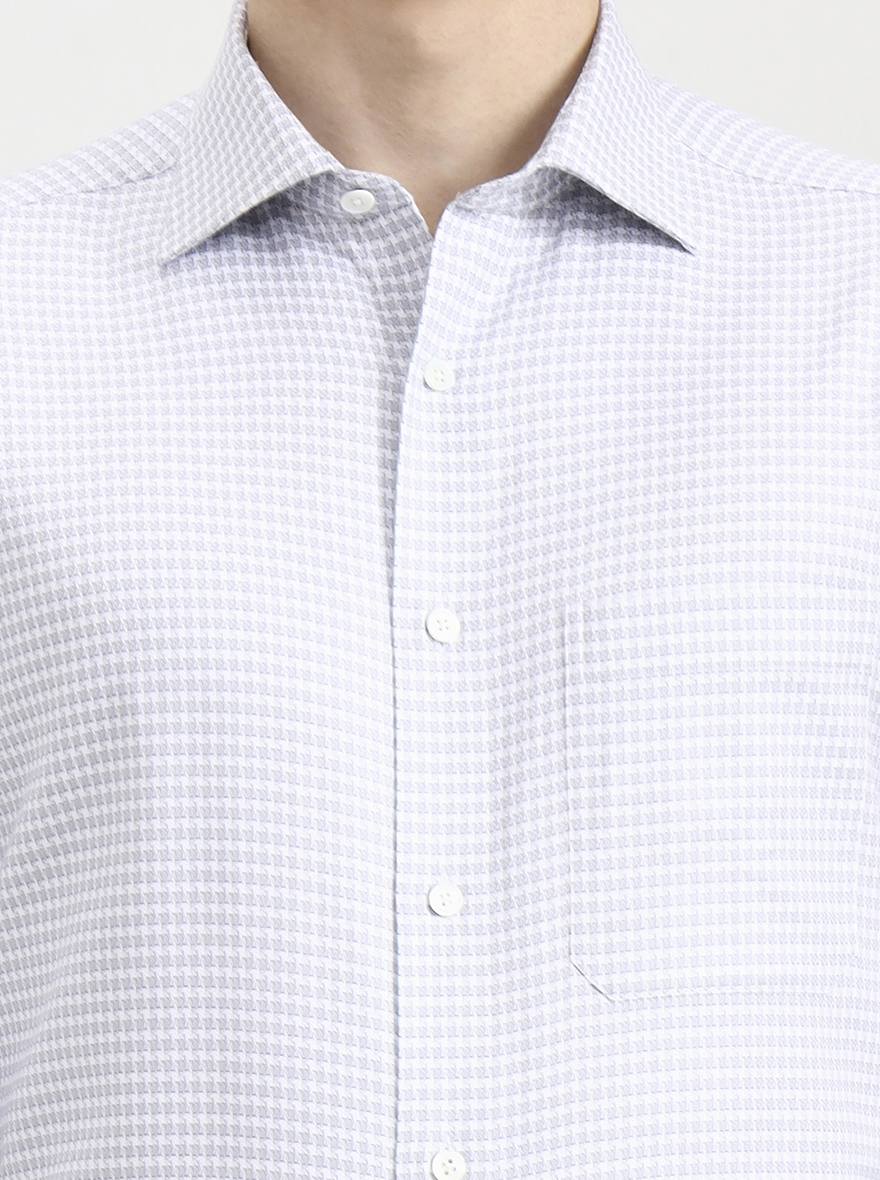 Grey Printed Slim Fit Formal Shirt | JadeBlue Super Luxe