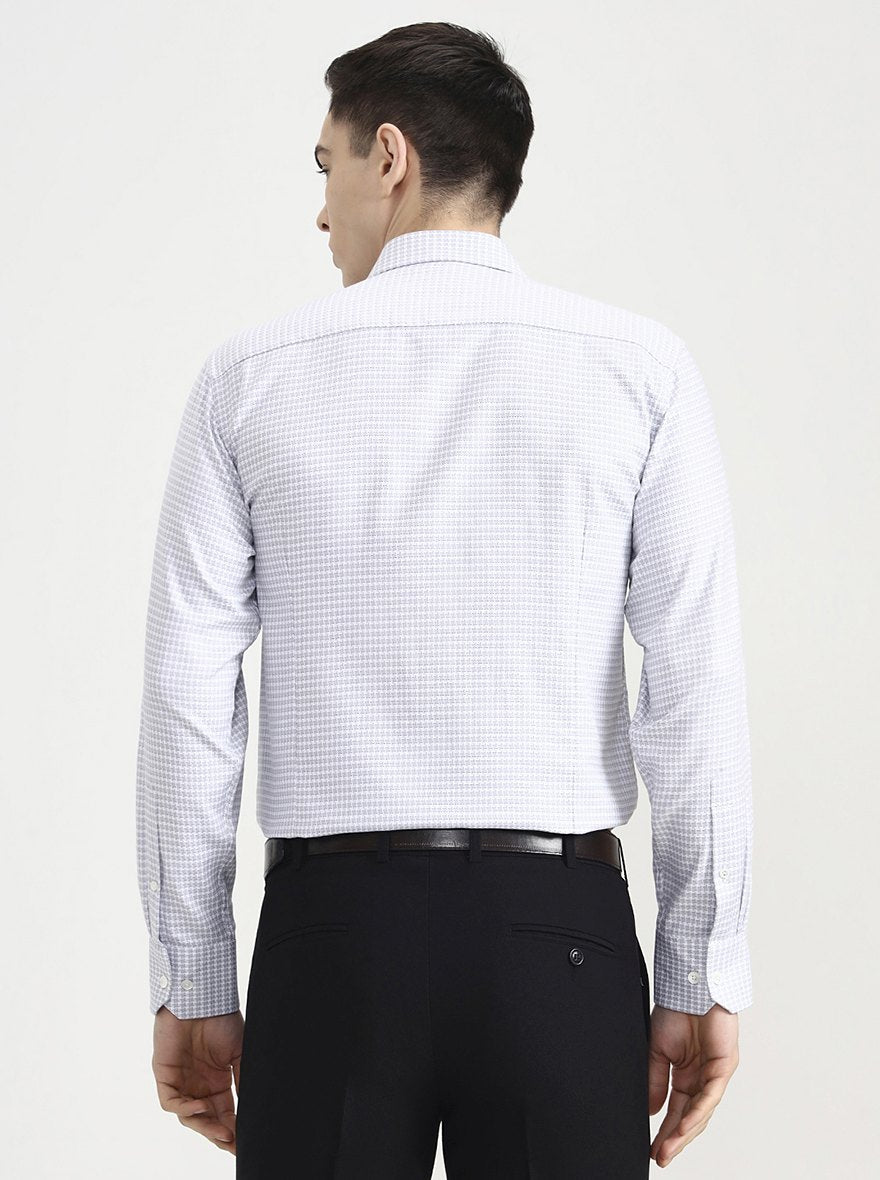 Grey Printed Slim Fit Formal Shirt | JadeBlue Super Luxe