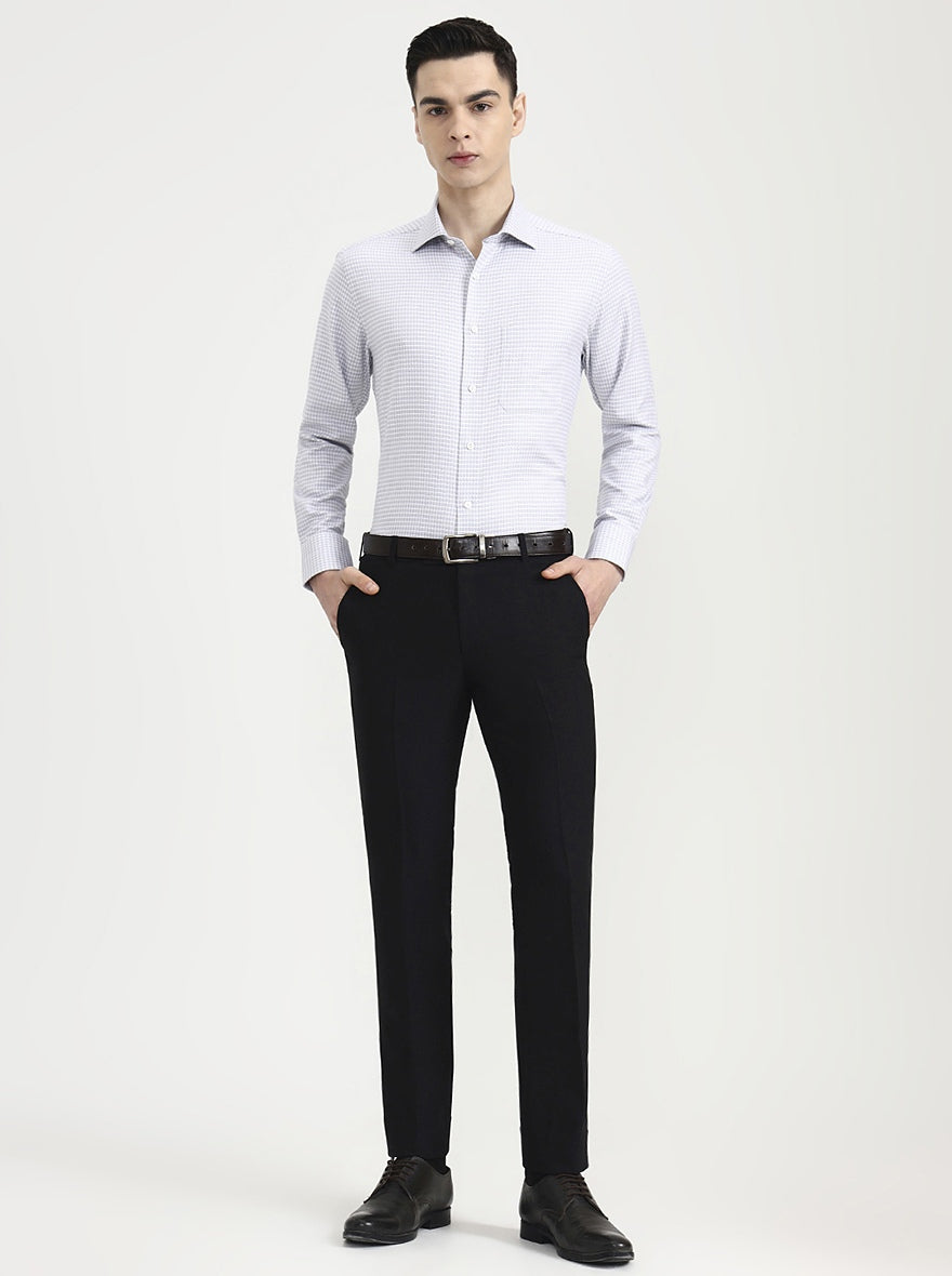 Grey Printed Slim Fit Formal Shirt | JadeBlue Super Luxe