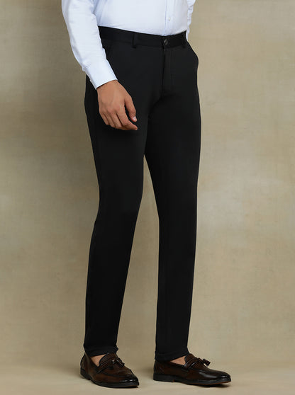 Black Solid Slim fit Club Wear Trouser | JB Studio