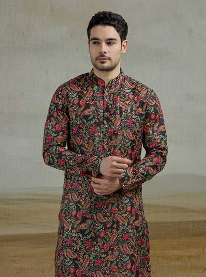 Black Printed Kurta | The Kurta Company