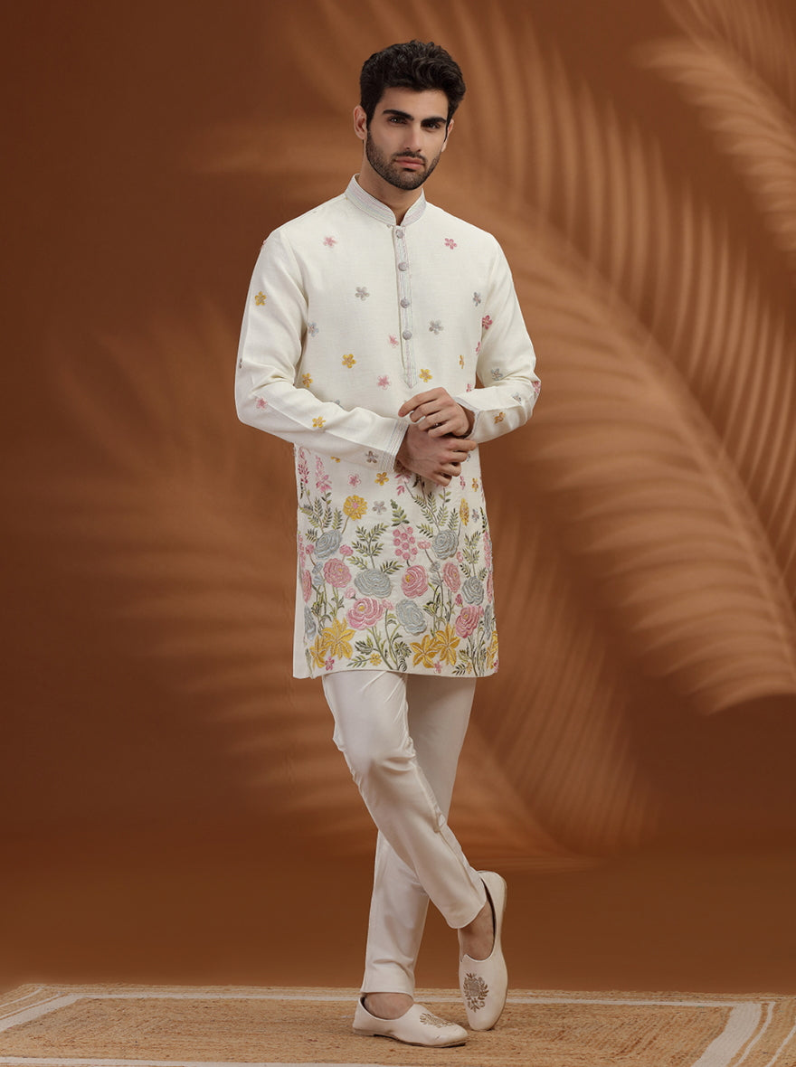 Ivory Printed Kurta Pajama | TULA