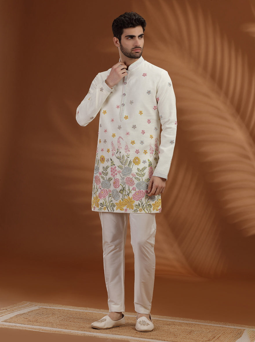 Ivory Printed Kurta Pajama | TULA