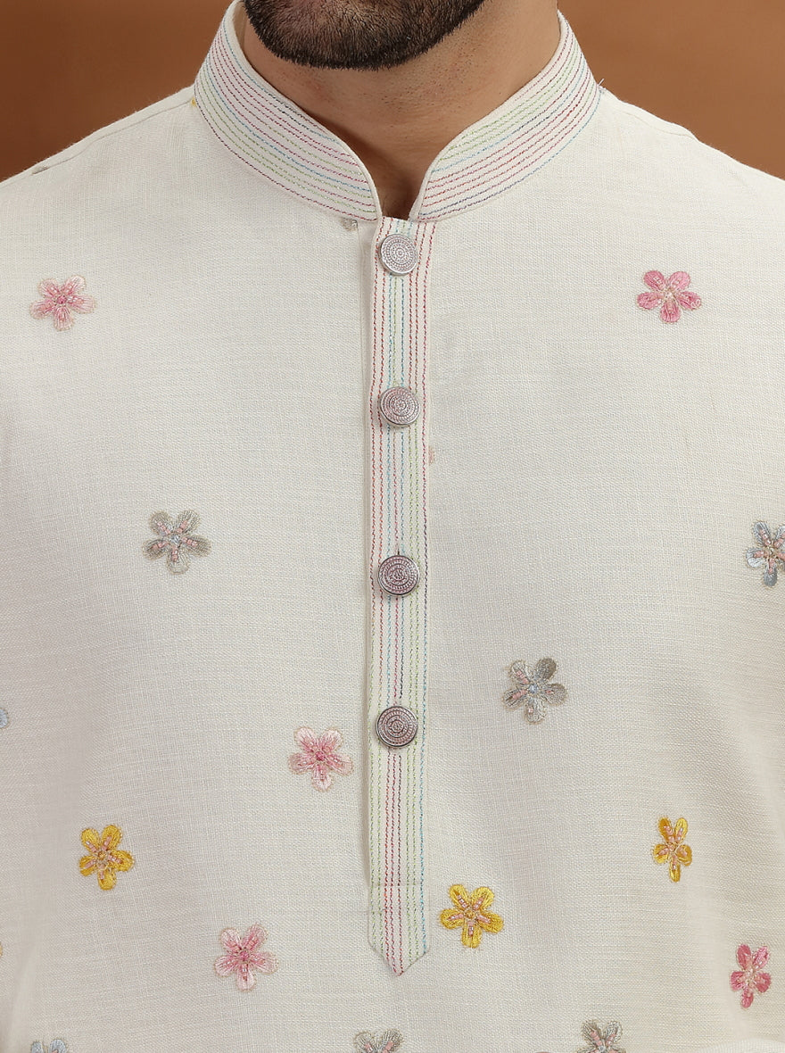 Ivory Printed Kurta Pajama | TULA