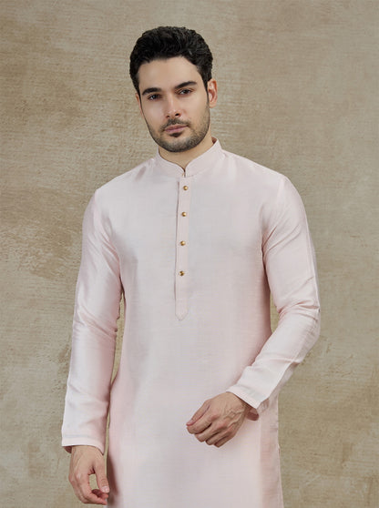 Pink Solid Kurta Pajama | Azania