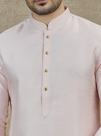 Pink Solid Kurta Pajama | Azania