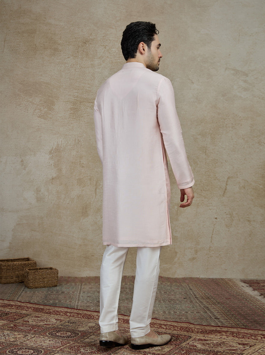 Pink Solid Kurta Pajama | Azania