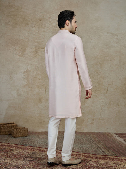 Pink Solid Kurta Pajama | Azania