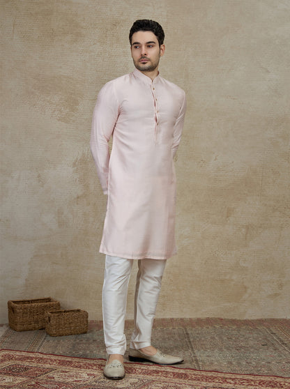 Pink Solid Kurta Pajama | Azania