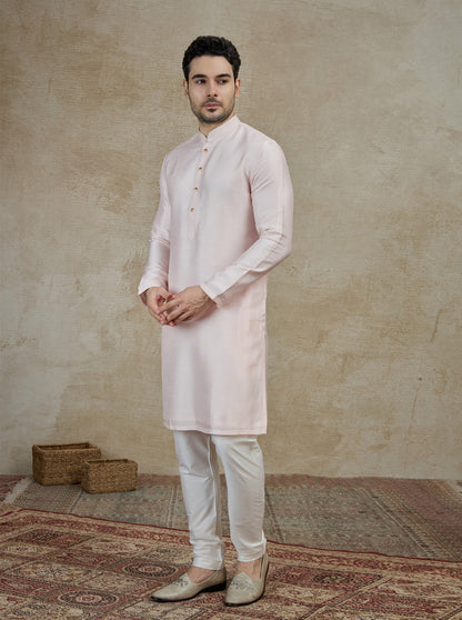 Pink Solid Kurta Pajama | Azania