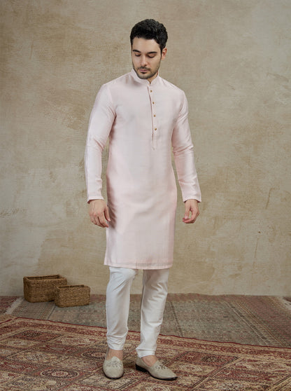 Pink Solid Kurta Pajama | Azania