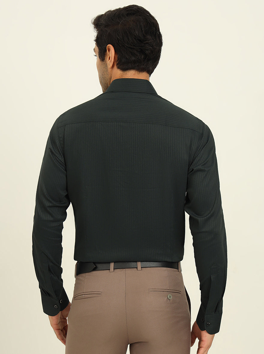 Green & Black Solid Slim Fit Party Wear Shirt | Wyre