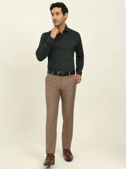 Green & Black Solid Slim Fit Party Wear Shirt | Wyre