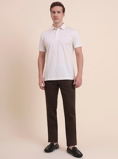 Brown Printed Uno Fit Casual Trouser | JadeBlue