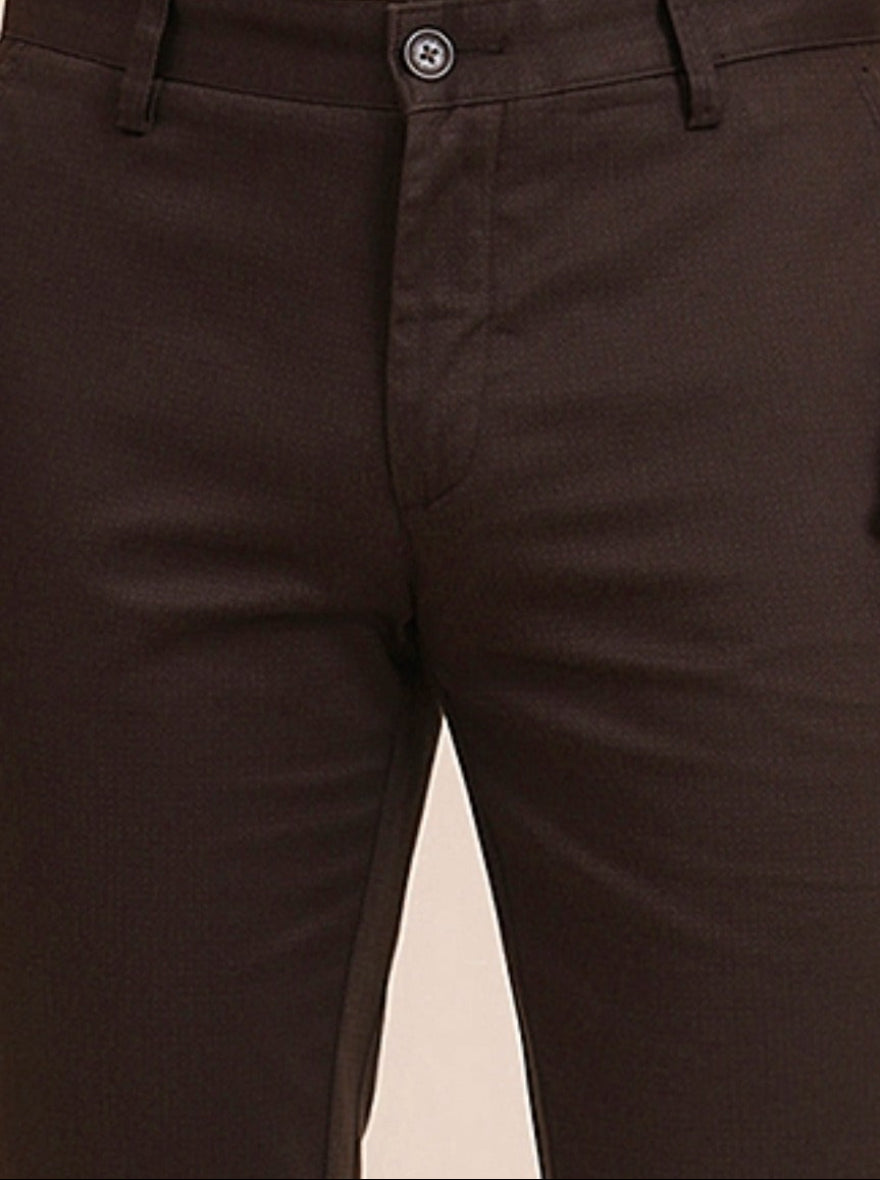 Brown Printed Uno Fit Casual Trouser | JadeBlue