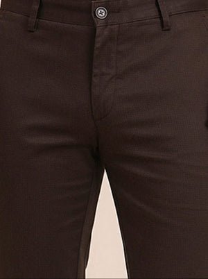 Brown Printed Uno Fit Casual Trouser | JadeBlue