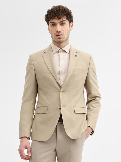 Fawn Solid Regular Fit Blazer | JadeBlue