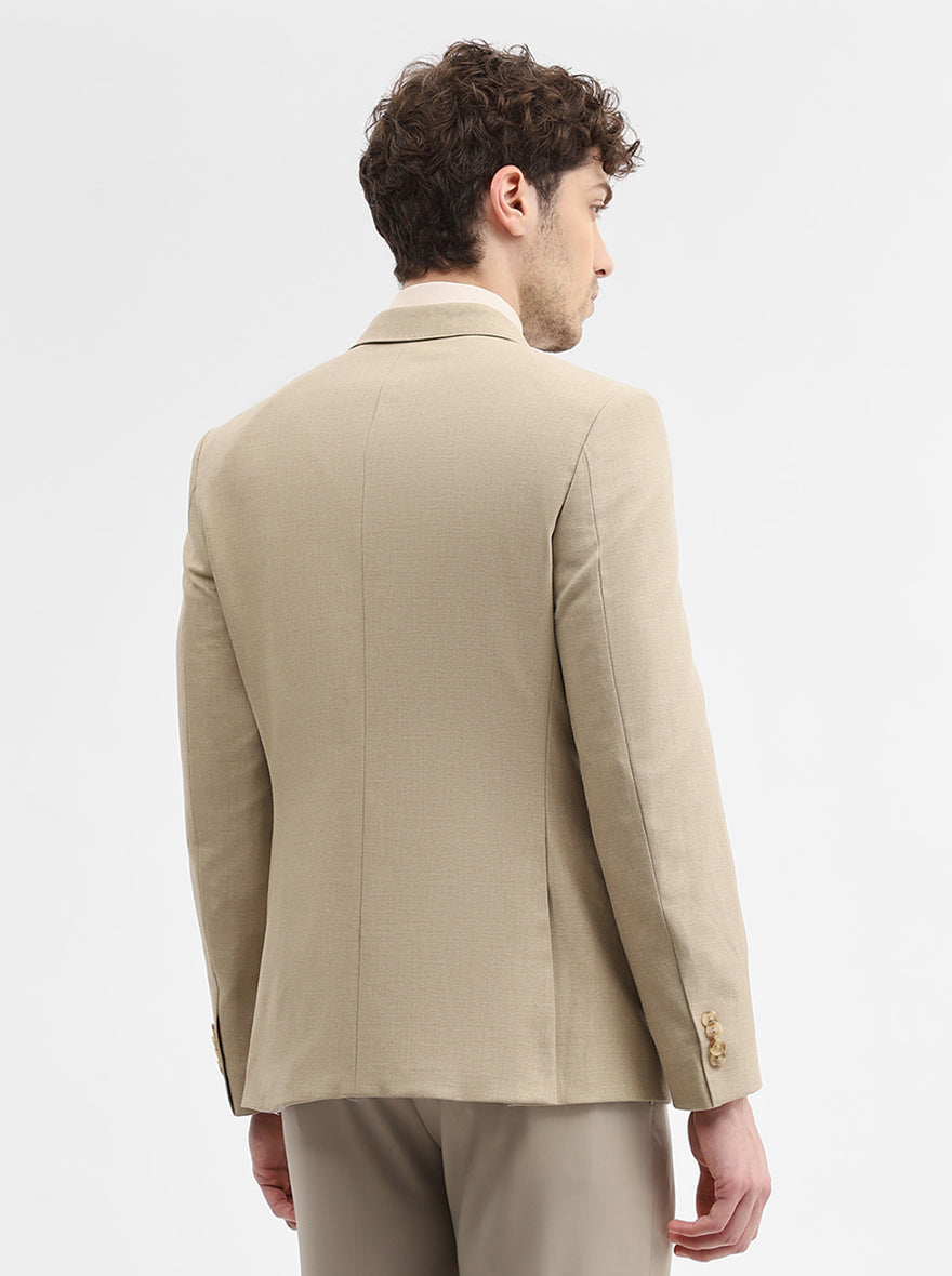 Fawn Solid Regular Fit Blazer | JadeBlue