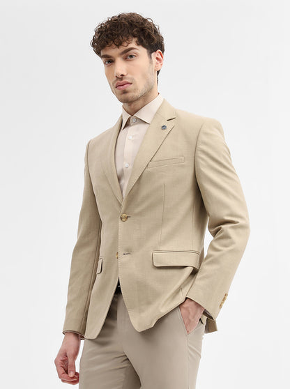 Fawn Solid Regular Fit Blazer | JadeBlue