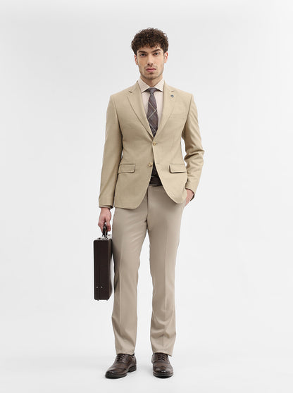 Fawn Solid Regular Fit Blazer | JadeBlue