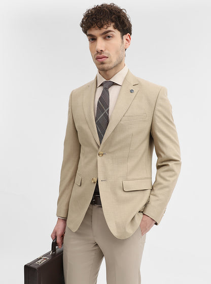 Fawn Solid Regular Fit Blazer | JadeBlue