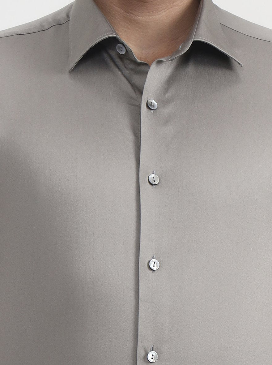 Dark Grey Solid Slim Fit Party Wear Shirt | Wyre