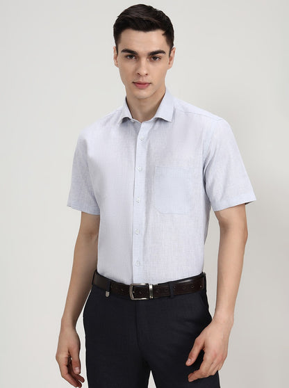 Light Grey Solid Regular Fit Formal Shirt | Greenfibre