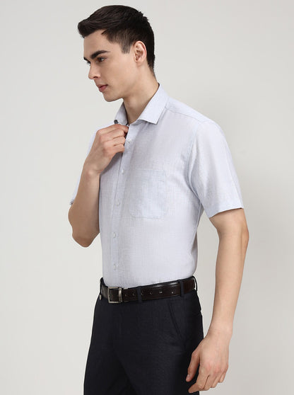 Light Grey Solid Regular Fit Formal Shirt | Greenfibre