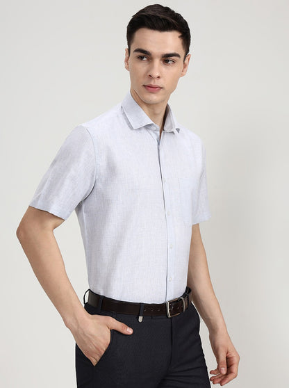 Light Grey Solid Regular Fit Formal Shirt | Greenfibre