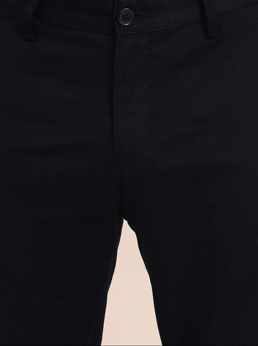 Navy Blue Solid Uno Fit Casual Trouser | JadeBlue