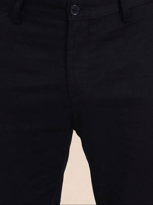 Navy Blue Solid Uno Fit Casual Trouser | JadeBlue