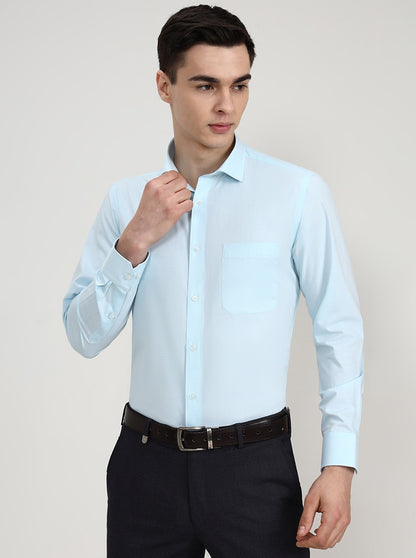 Blue Solid Regular Fit Formal Shirt | Greenfibre