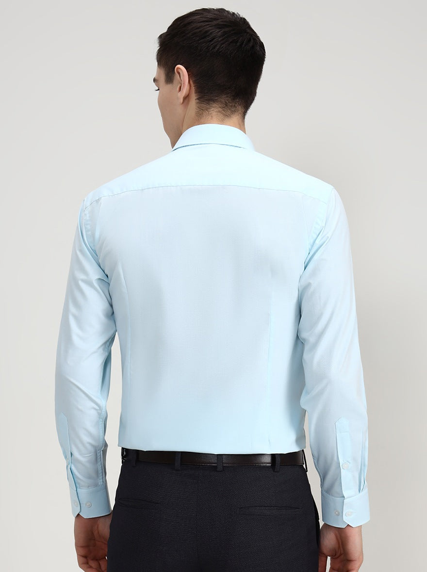 Blue Solid Regular Fit Formal Shirt | Greenfibre