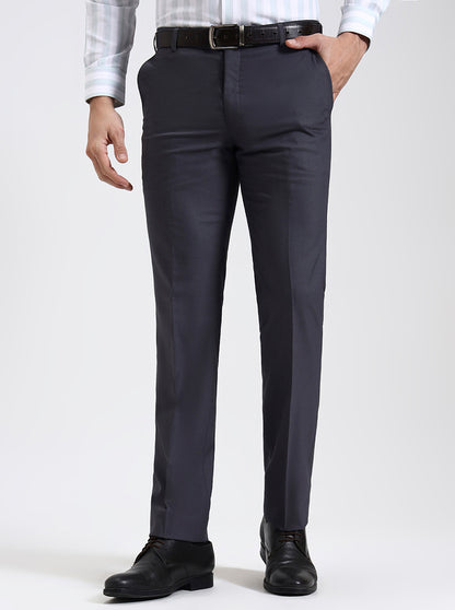 Grey Solid Slim Fit Formal Trouser | JadeBlue Super Luxe